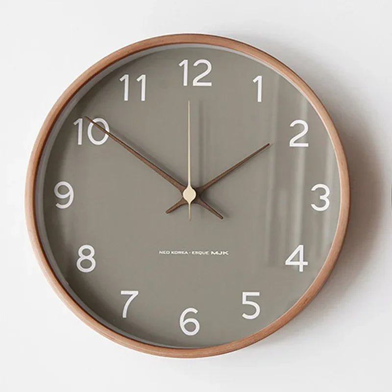 Clocks Solid Wood Transparent Glass Wall Clock Living Room Home Fashion Wall Hanging Light Luxury Nordic Simple Clock