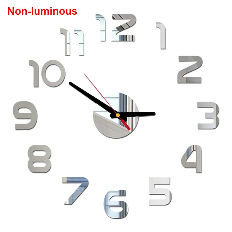 Wall Clock Modern Design Luminous Frameless Wall Clocks DIY Digital Clock Wall Stickers Silent Quartz Watch Home Decor Decal HOT
