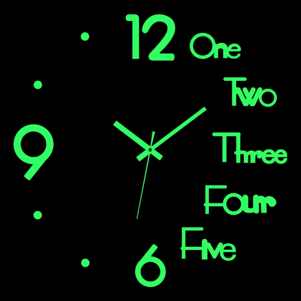 Wall Clock Modern Design Luminous Frameless Wall Clocks DIY Digital Clock Wall Stickers Silent Quartz Watch Home Decor Decal HOT