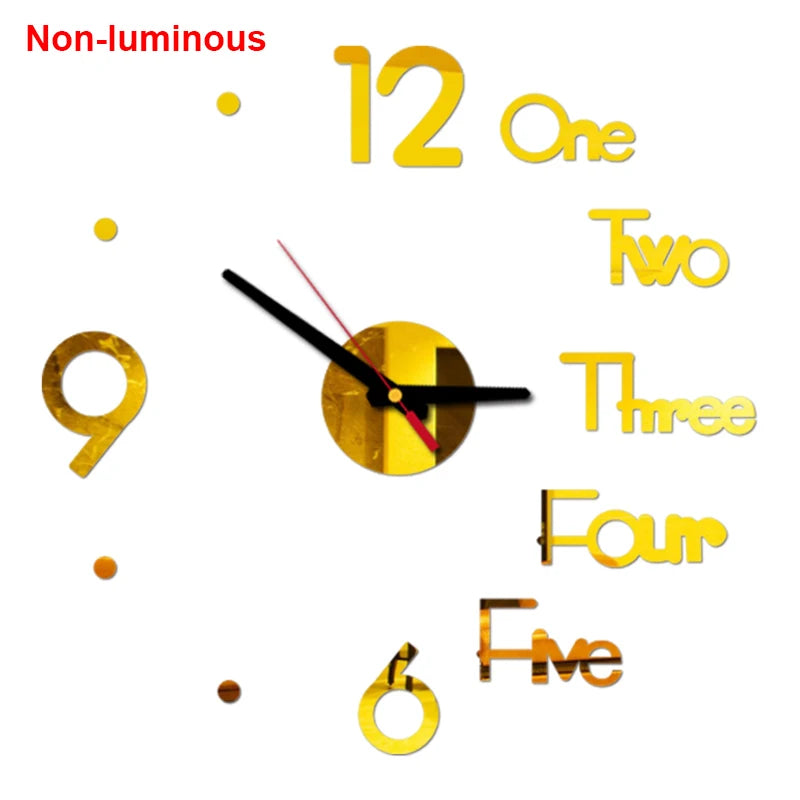 Wall Clock Modern Design Luminous Frameless Wall Clocks DIY Digital Clock Wall Stickers Silent Quartz Watch Home Decor Decal HOT