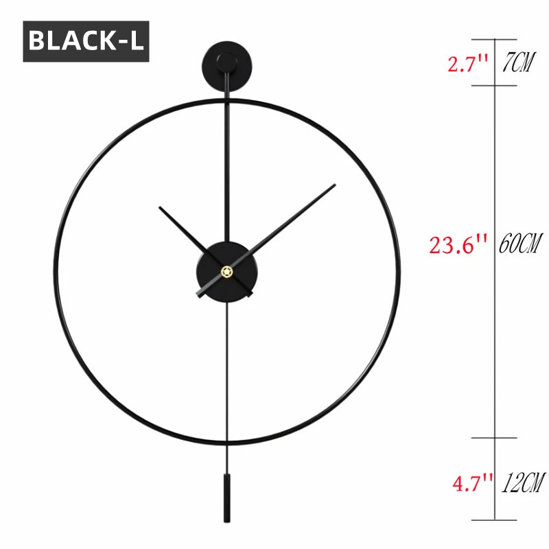 Simple Large Wall Clock With Pendulum Nordic Modern Design Living Room Dining Room Bedroom Wall Decor Silent Clocks Golden/Black