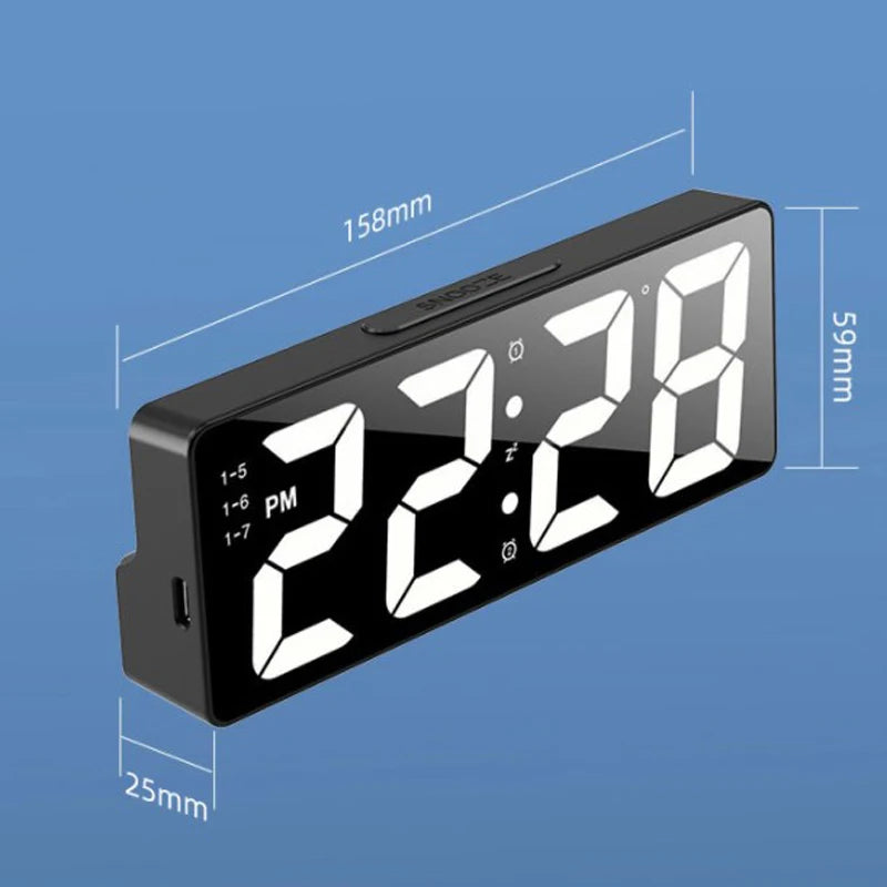 Multi-function Digital Alarm Clock Temperature Date Alarm Snooze Sound Control Night Mode Desk Clock 12/24H LED Clock