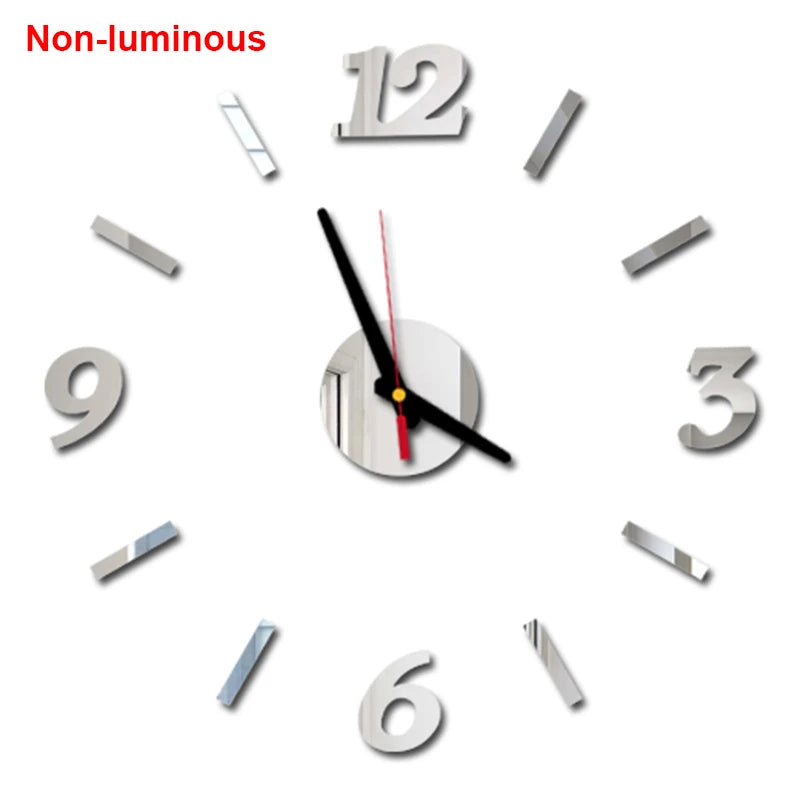 Wall Clock Modern Design Luminous Frameless Wall Clocks DIY Digital Clock Wall Stickers Silent Quartz Watch Home Decor Decal HOT