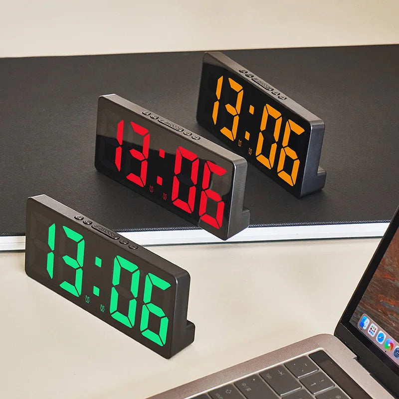 Latest Digital Clock LED Alarm Clock Bedroom Electronic Desktop Clock With Temperature Display Adjustable Brightness 12/24 Hours