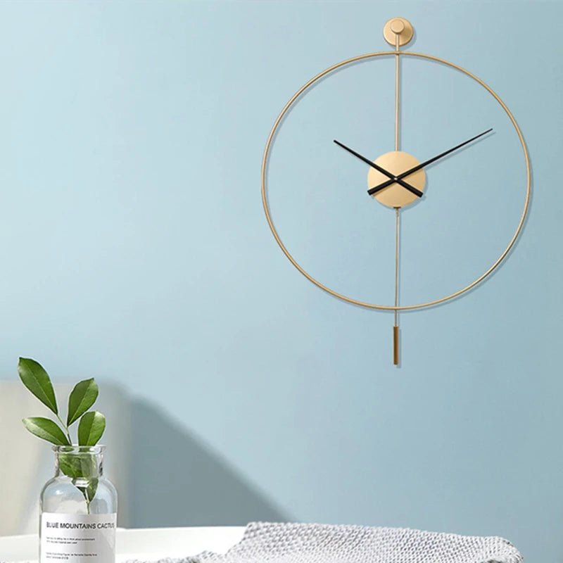 Simple Large Wall Clock With Pendulum Nordic Modern Design Living Room Dining Room Bedroom Wall Decor Silent Clocks Golden/Black