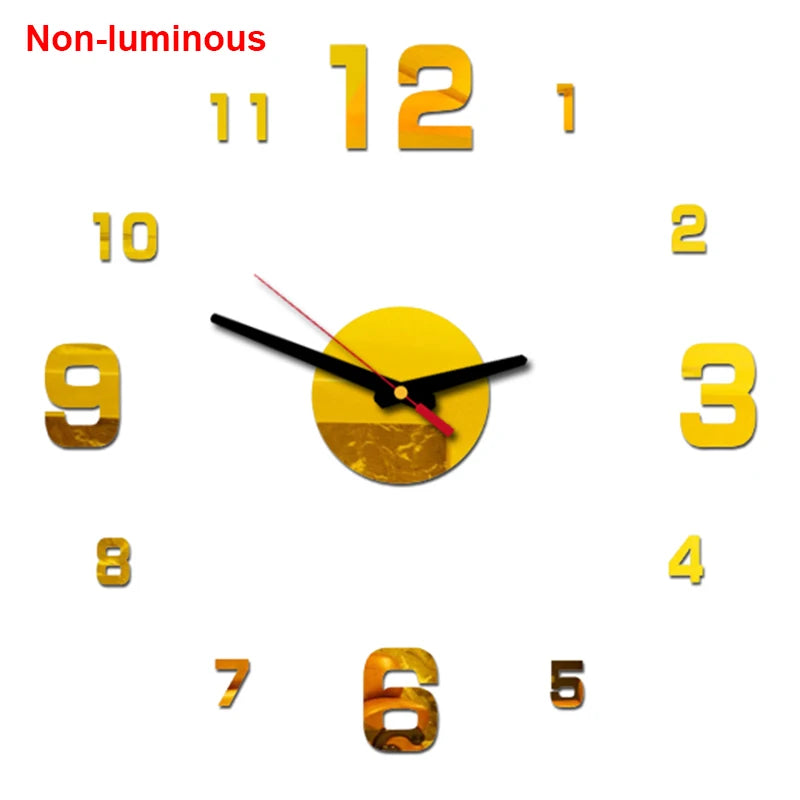 Wall Clock Modern Design Luminous Frameless Wall Clocks DIY Digital Clock Wall Stickers Silent Quartz Watch Home Decor Decal HOT