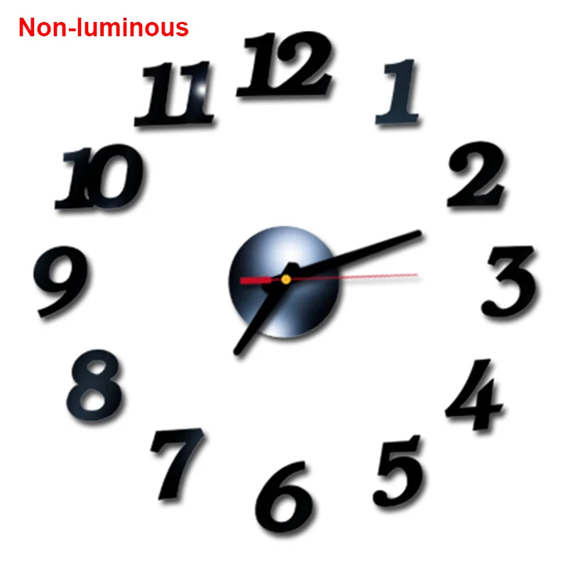 Wall Clock Modern Design Luminous Frameless Wall Clocks DIY Digital Clock Wall Stickers Silent Quartz Watch Home Decor Decal HOT