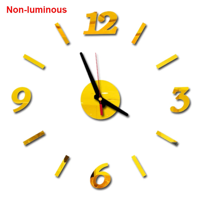 Wall Clock Modern Design Luminous Frameless Wall Clocks DIY Digital Clock Wall Stickers Silent Quartz Watch Home Decor Decal HOT