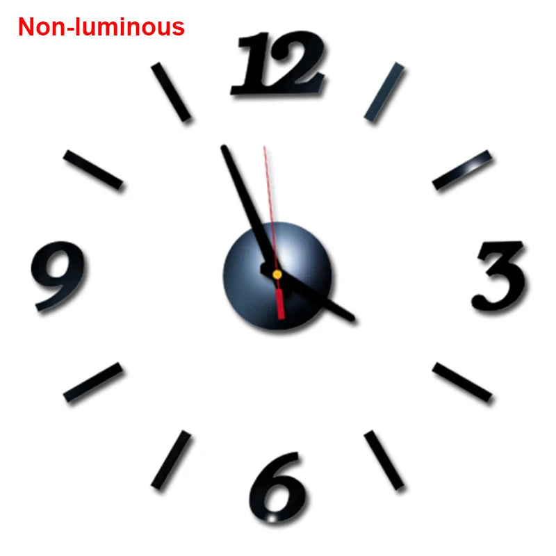 Wall Clock Modern Design Luminous Frameless Wall Clocks DIY Digital Clock Wall Stickers Silent Quartz Watch Home Decor Decal HOT