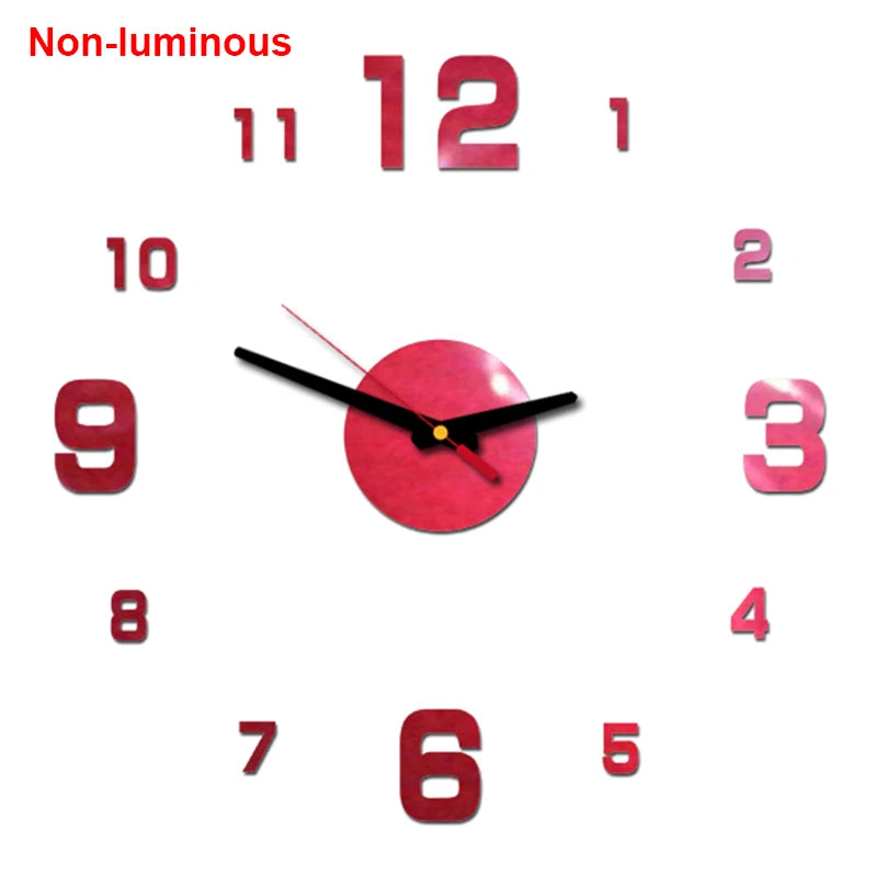 Wall Clock Modern Design Luminous Frameless Wall Clocks DIY Digital Clock Wall Stickers Silent Quartz Watch Home Decor Decal HOT