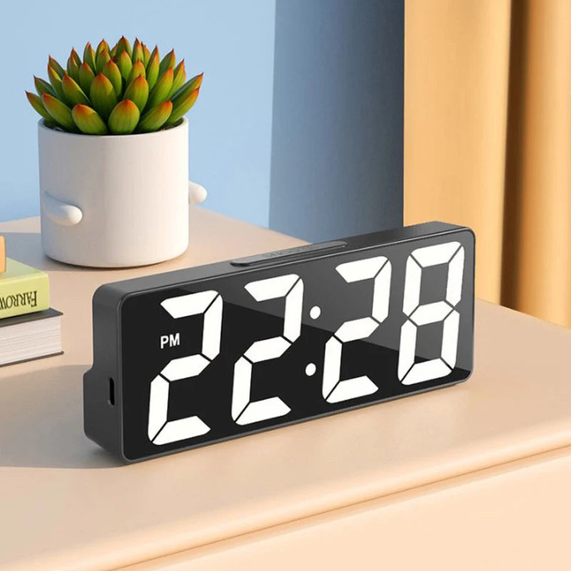 Multi-function Digital Alarm Clock Temperature Date Alarm Snooze Sound Control Night Mode Desk Clock 12/24H LED Clock