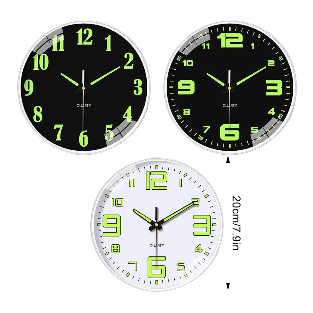 2025 New 8 Inch Wall Clock Luminous Clock Living Room Decorative Wall Clock Stylish Silent Hole-Free Wall Clock Quartz Clock