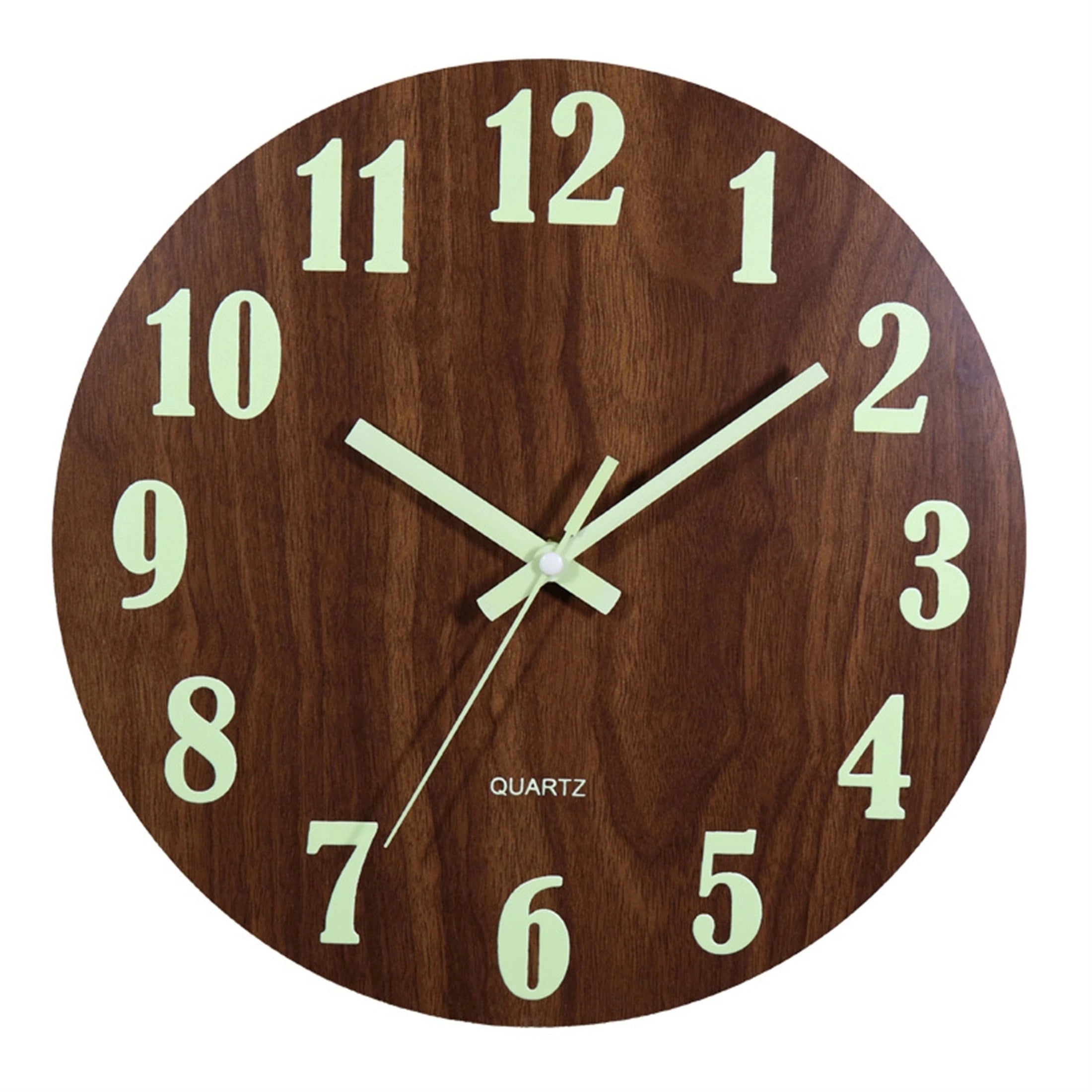 12 Inch Luminous Wall Clock Wood Silent Light in Dark Night Large Number Fashion Wall Clock Non Ticking Clock With Night Light