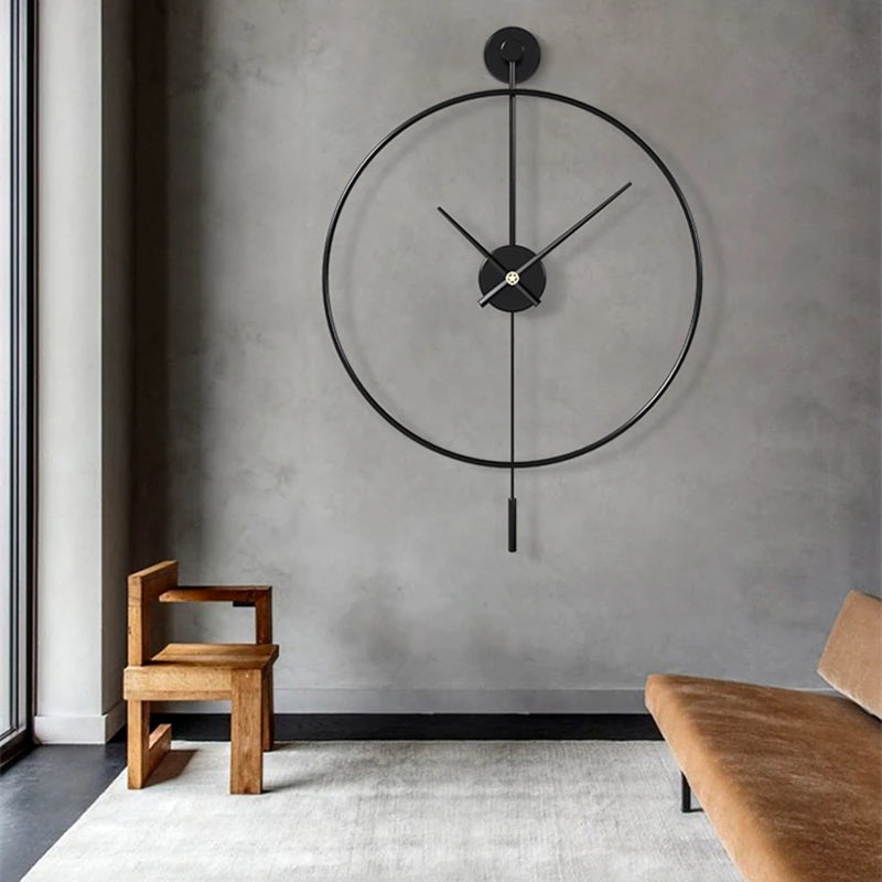 Simple Large Wall Clock With Pendulum Nordic Modern Design Living Room Dining Room Bedroom Wall Decor Silent Clocks Golden/Black