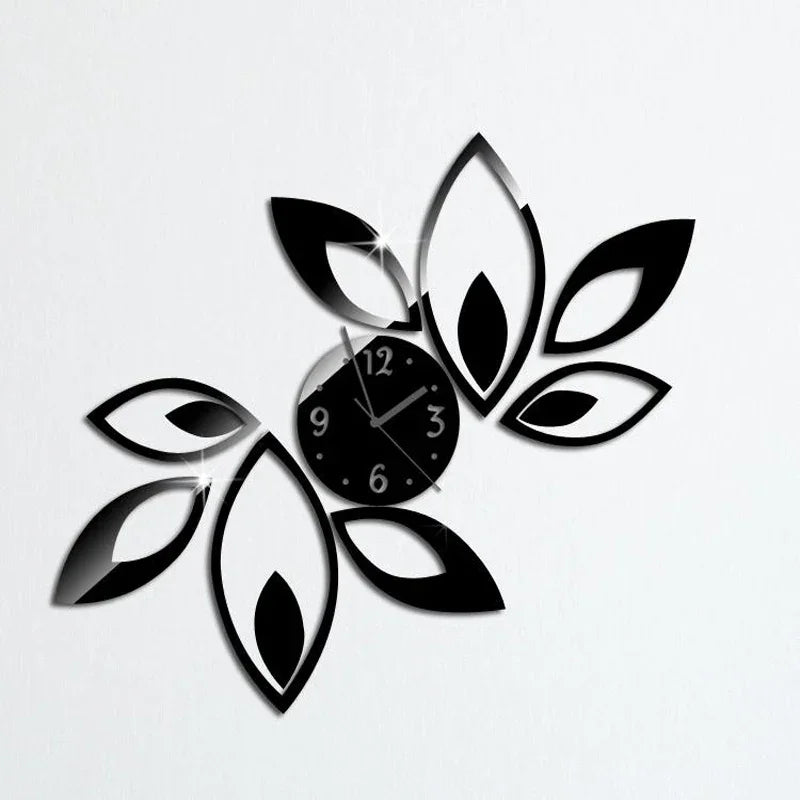 2019 new clock on wall home decor multicolor leaveAcrylic hot sale s mirrored design,3d watch living room,unique gifts