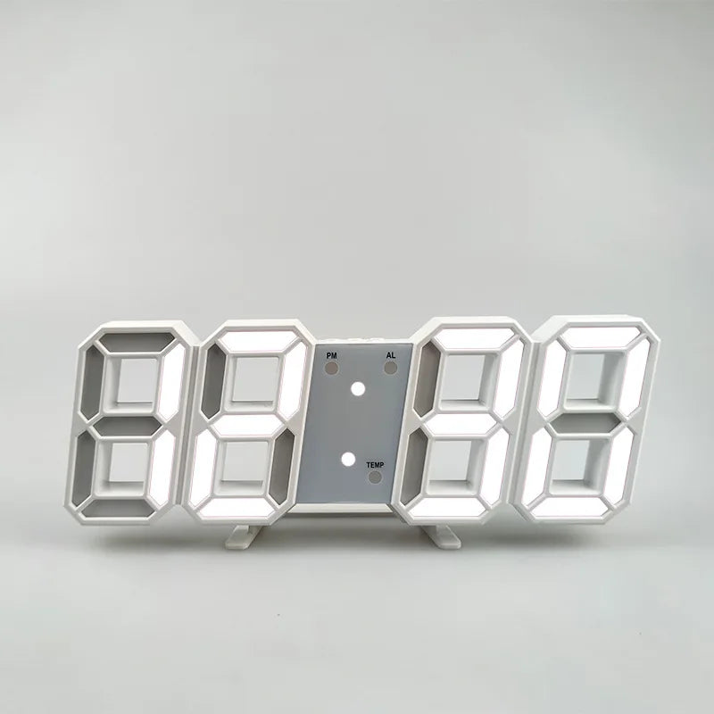 3D LED Digital Alarm Clock Wall Clock, Desk Alarm Clock,Time/Date/Temperature for Home/ Kitchen/Office