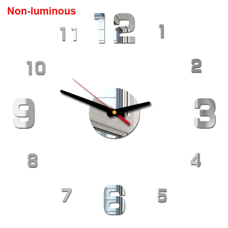 Wall Clock Modern Design Luminous Frameless Wall Clocks DIY Digital Clock Wall Stickers Silent Quartz Watch Home Decor Decal HOT
