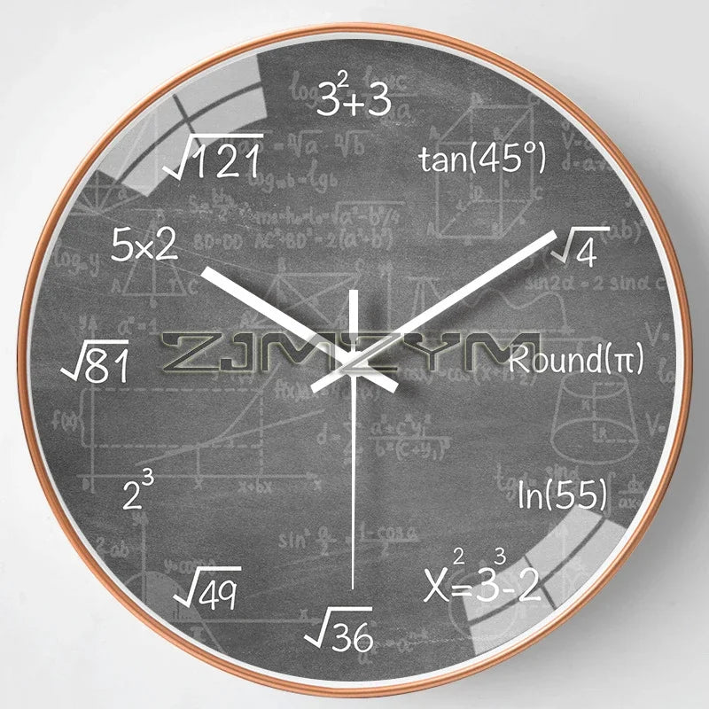 Math Wall Clock 12 Inch Math Teaching Style Clock Battery Operated Silent Non Ticking Wall Clocks for Classroom, Gray, Green