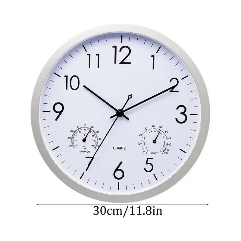 Outdoor Clock Decorative Round Clock With Thermometer and Humidity Large Wall Clocks Waterproof Elegant Retro Silent Clock