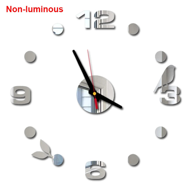 Wall Clock Modern Design Luminous Frameless Wall Clocks DIY Digital Clock Wall Stickers Silent Quartz Watch Home Decor Decal HOT