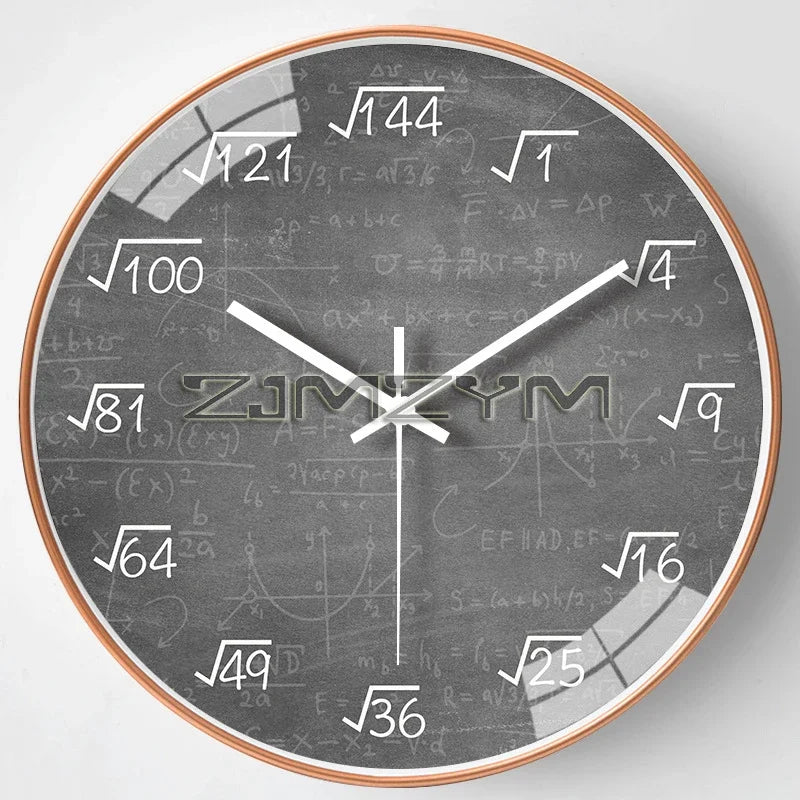 Math Wall Clock 12 Inch Math Teaching Style Clock Battery Operated Silent Non Ticking Wall Clocks for Classroom, Gray, Green
