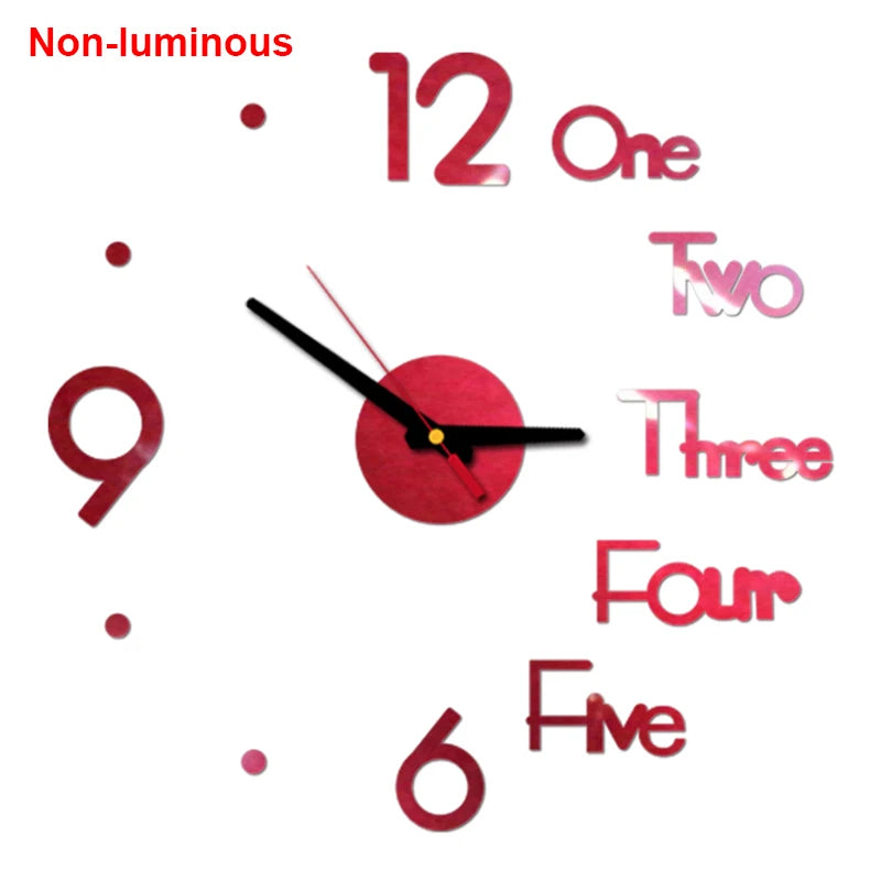 Wall Clock Modern Design Luminous Frameless Wall Clocks DIY Digital Clock Wall Stickers Silent Quartz Watch Home Decor Decal HOT