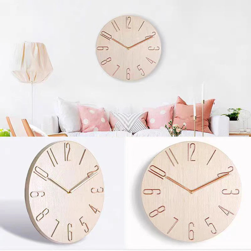 30cm 12inch Wall Clocks Living Room Silent Brief Wall Clock Nordic Fashion Wall Watch No Second Hand Simple Quartz Clock