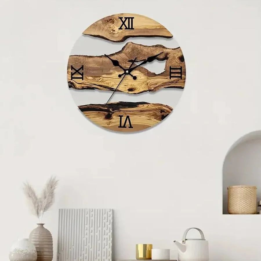 Acrylic Wood Grain Wall Clocks Brief Home Hanging Clock Minimalist Design Living Room Art Wall Watch Home Decoration
