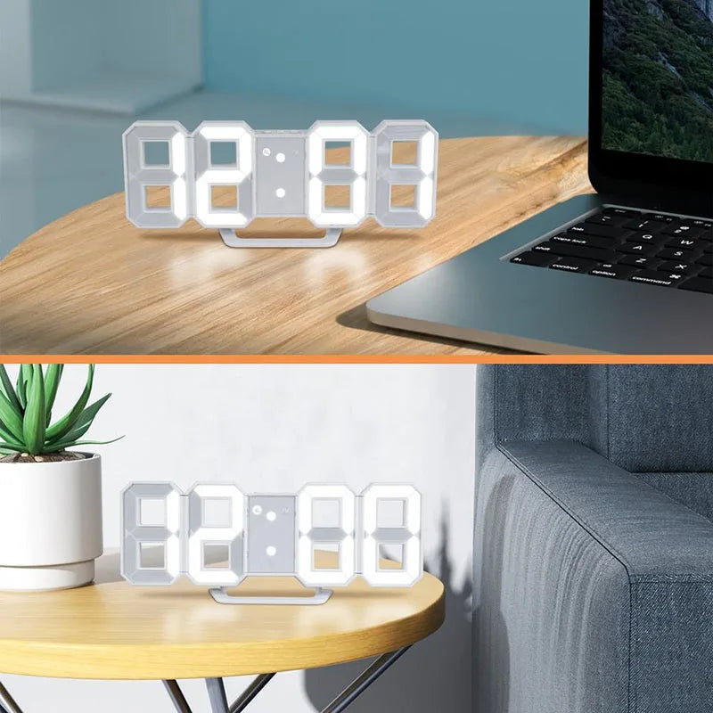3D LED Digital Alarm Clock Wall Clock, Desk Alarm Clock,Time/Date/Temperature for Home/ Kitchen/Office