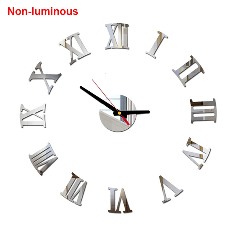 Wall Clock Modern Design Luminous Frameless Wall Clocks DIY Digital Clock Wall Stickers Silent Quartz Watch Home Decor Decal HOT