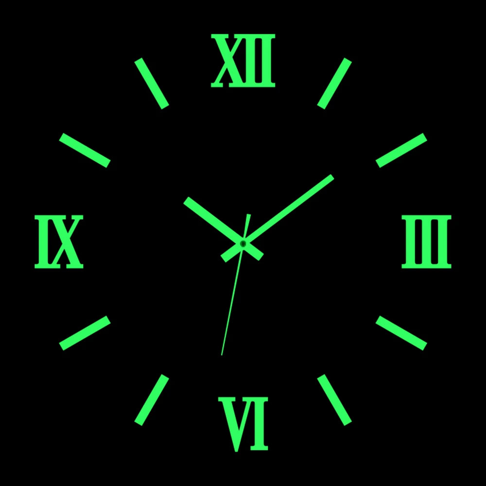 Wall Clock Modern Design Luminous Frameless Wall Clocks DIY Digital Clock Wall Stickers Silent Quartz Watch Home Decor Decal HOT