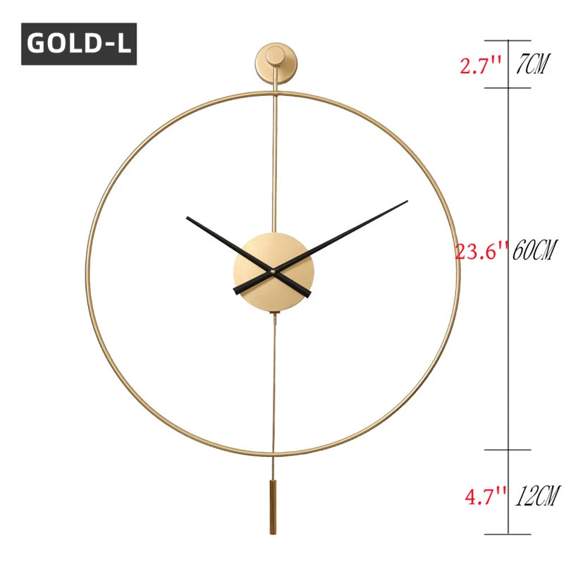 Simple Large Wall Clock With Pendulum Nordic Modern Design Living Room Dining Room Bedroom Wall Decor Silent Clocks Golden/Black