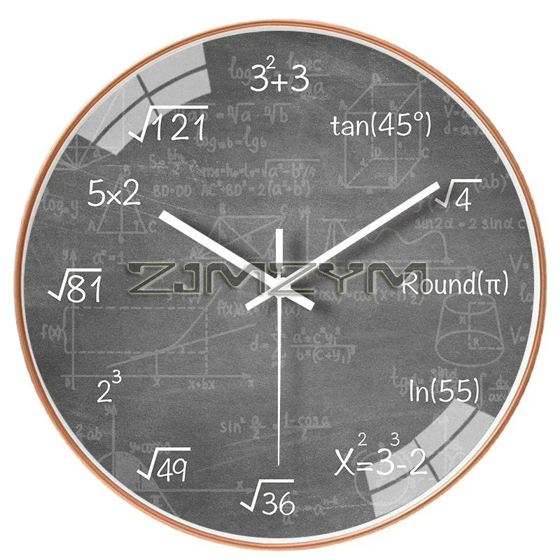 Math Wall Clock 12 Inch Math Teaching Style Clock Battery Operated Silent Non Ticking Wall Clocks for Classroom, Gray, Green
