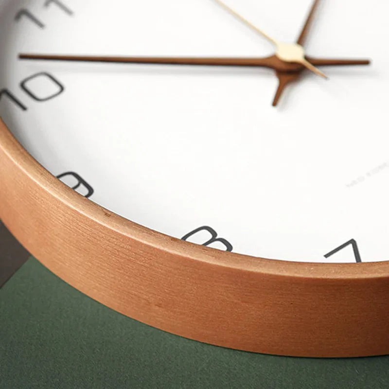 Clocks Solid Wood Transparent Glass Wall Clock Living Room Home Fashion Wall Hanging Light Luxury Nordic Simple Clock