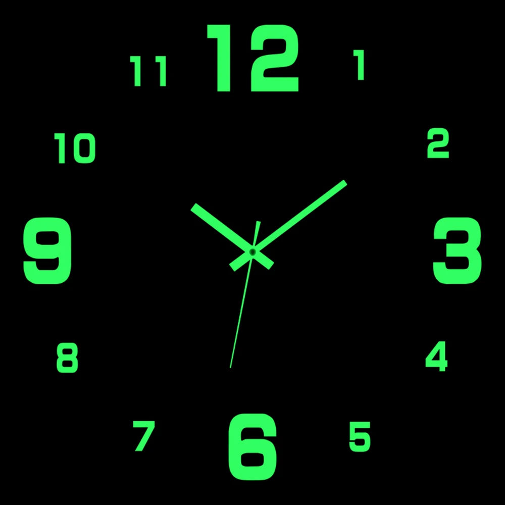 Wall Clock Modern Design Luminous Frameless Wall Clocks DIY Digital Clock Wall Stickers Silent Quartz Watch Home Decor Decal HOT
