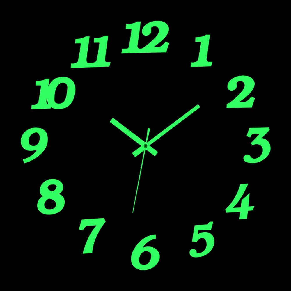 Wall Clock Modern Design Luminous Frameless Wall Clocks DIY Digital Clock Wall Stickers Silent Quartz Watch Home Decor Decal HOT