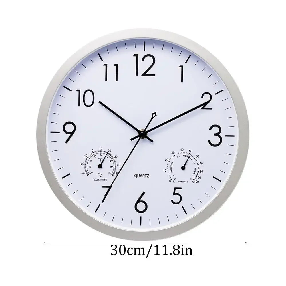 Outdoor Clock Decorative Round Clock With Thermometer and Humidity Large Wall Clocks Waterproof Elegant Retro Silent Clock