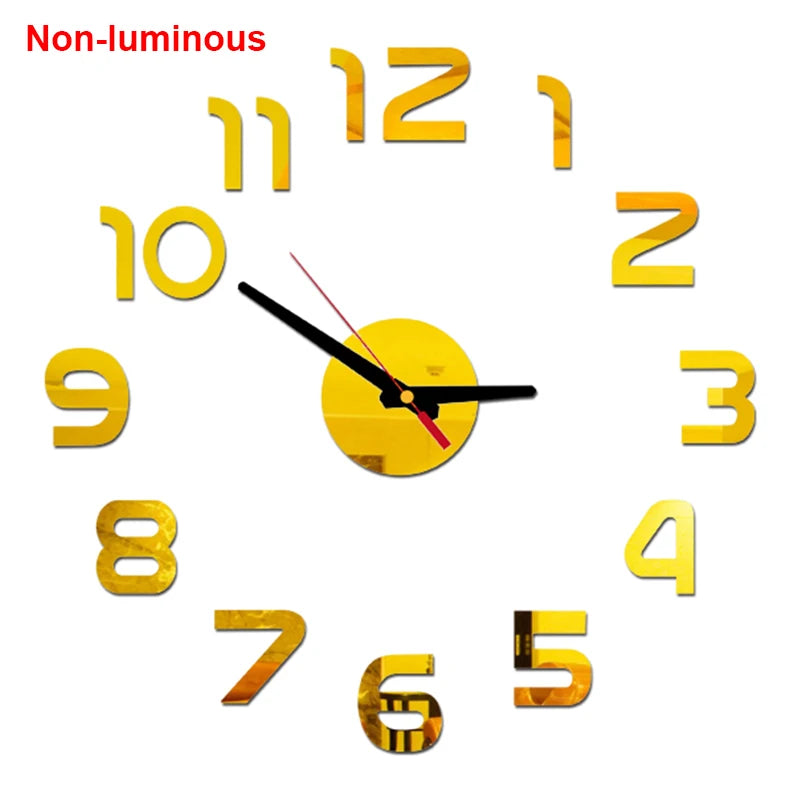 Wall Clock Modern Design Luminous Frameless Wall Clocks DIY Digital Clock Wall Stickers Silent Quartz Watch Home Decor Decal HOT