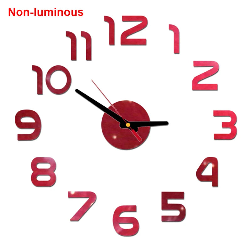 Wall Clock Modern Design Luminous Frameless Wall Clocks DIY Digital Clock Wall Stickers Silent Quartz Watch Home Decor Decal HOT