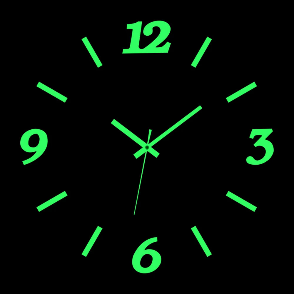 Wall Clock Modern Design Luminous Frameless Wall Clocks DIY Digital Clock Wall Stickers Silent Quartz Watch Home Decor Decal HOT