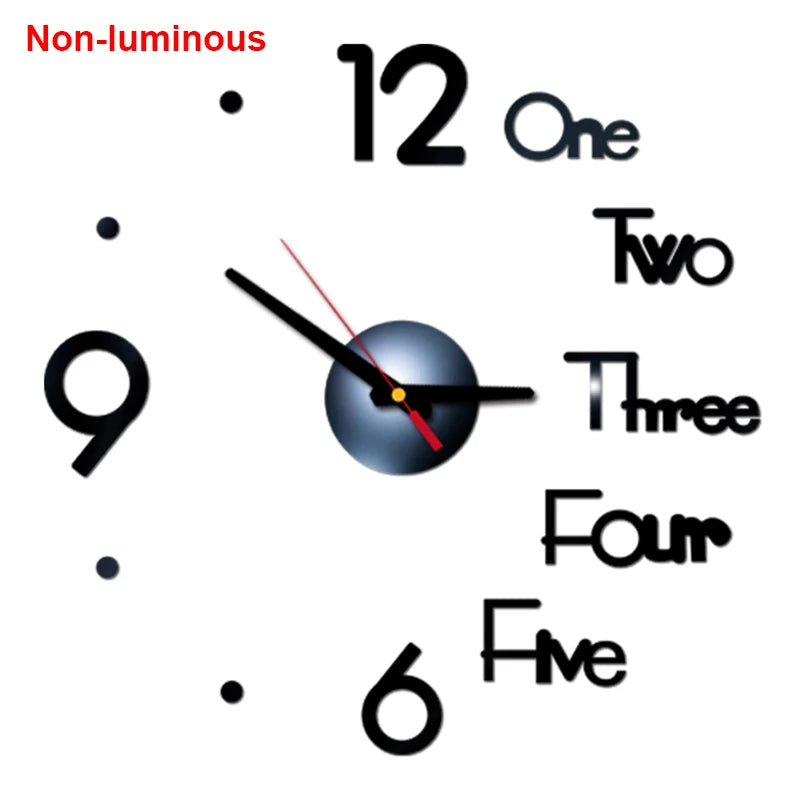 Wall Clock Modern Design Luminous Frameless Wall Clocks DIY Digital Clock Wall Stickers Silent Quartz Watch Home Decor Decal HOT