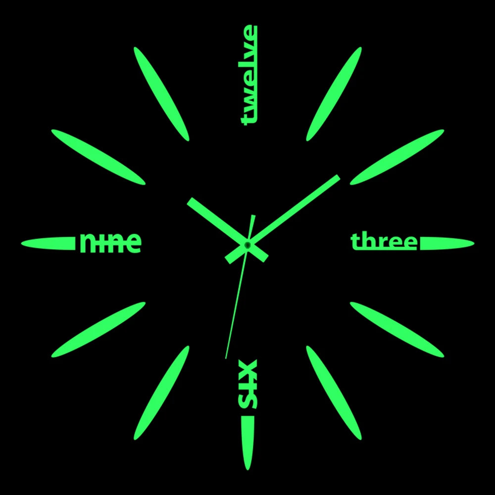 Wall Clock Modern Design Luminous Frameless Wall Clocks DIY Digital Clock Wall Stickers Silent Quartz Watch Home Decor Decal HOT