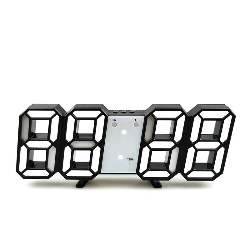3D LED Digital Alarm Clock Wall Clock, Desk Alarm Clock,Time/Date/Temperature for Home/ Kitchen/Office