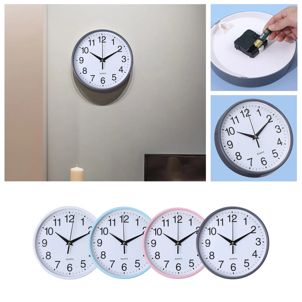Round Clock Silent Wall Clock Large Number Round Wall Clock for Home Office Decoration Silent Non-ticking 8 Inch Hanging Clock