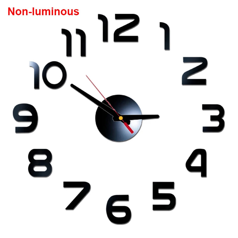 Wall Clock Modern Design Luminous Frameless Wall Clocks DIY Digital Clock Wall Stickers Silent Quartz Watch Home Decor Decal HOT
