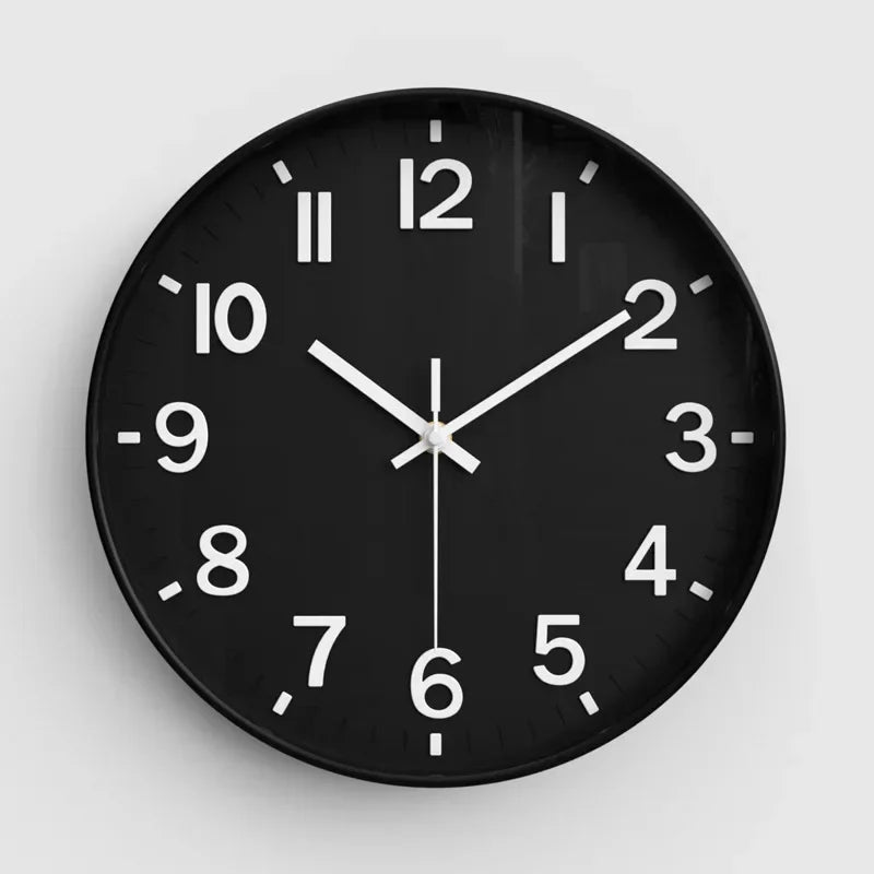 12 Inch Wall Clock Silent Non Ticking Quartz Battery Operated Round Clock Bedroom Office Home Decoration (Battery Not Included)