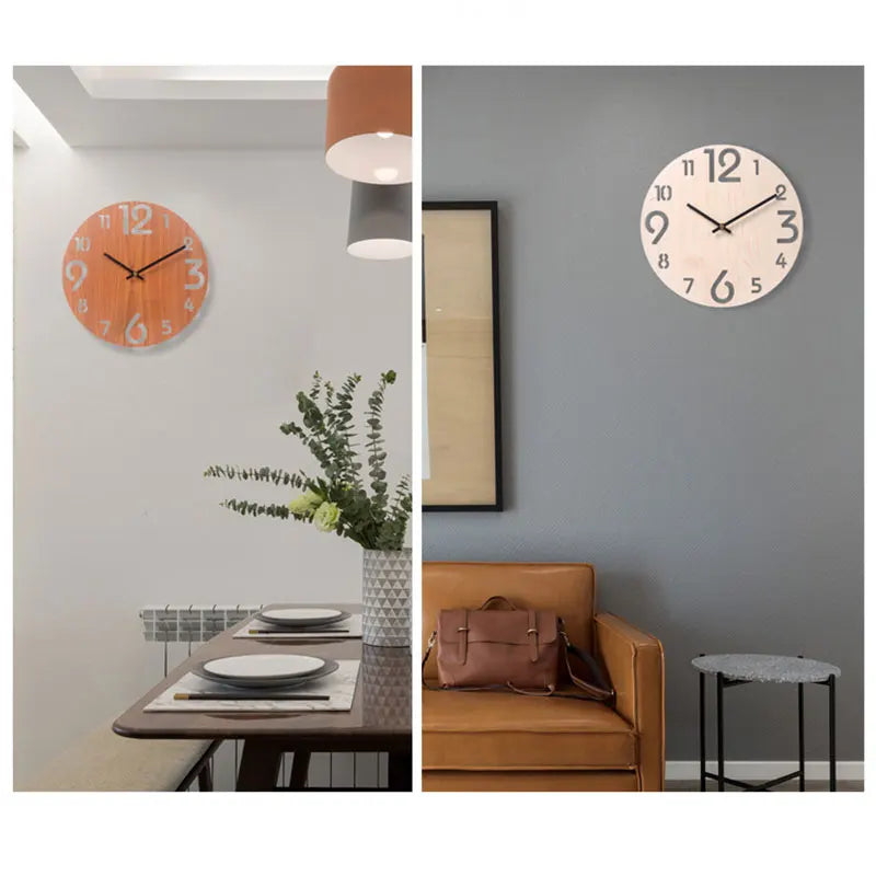 Battery Operated Silent Wood Wall Clocks Easy and Clear to Read Time Wall Clocks for Home Decoration Necessity