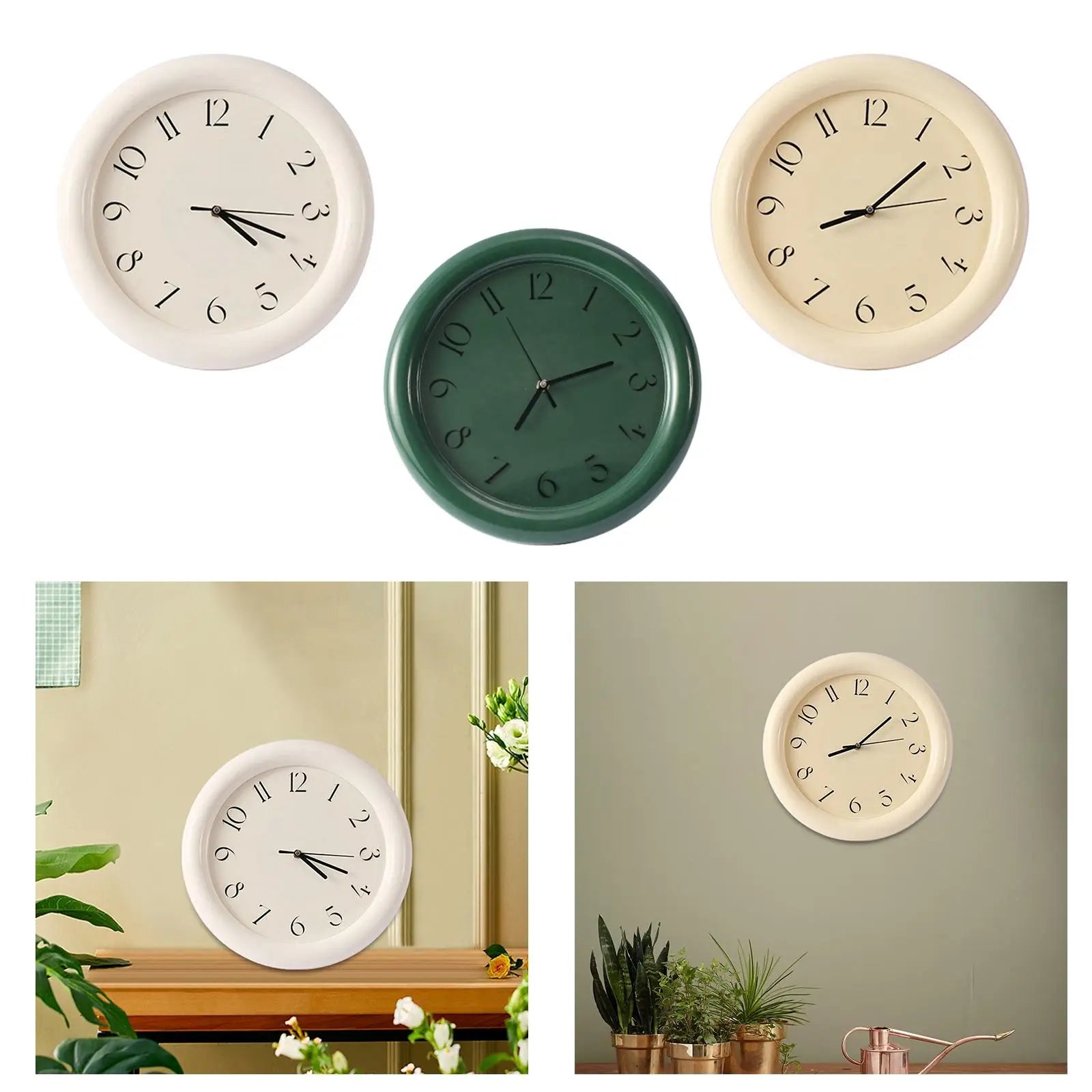Wall Clock Non Ticking Rustic Modern Decorative Clock Round Time Clock Small Clock for Bathroom Office Bedroom Study Home