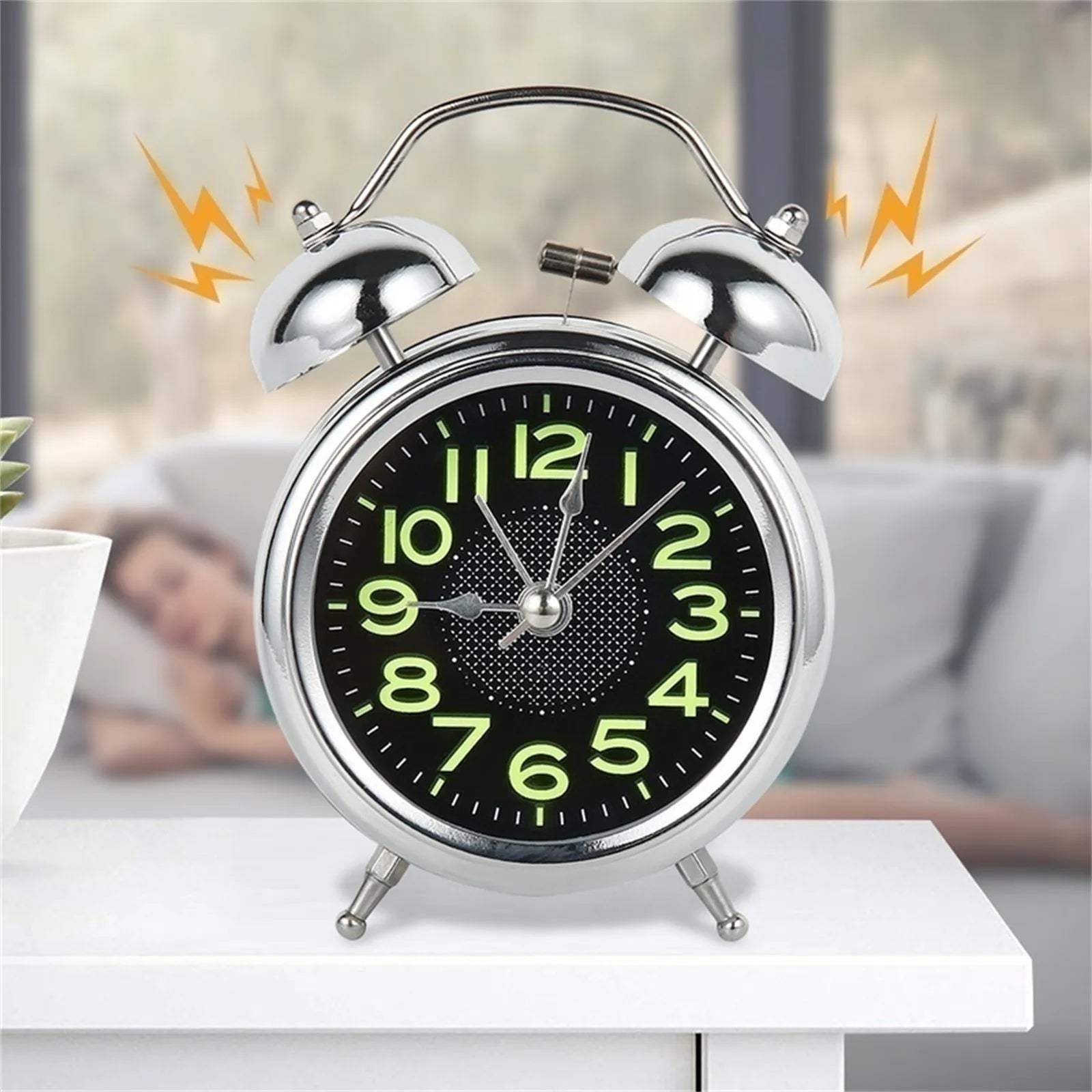 Loud Alarm Clock for Heavy Sleepers Adults Retro 4 Inch Silent Quartz with Backlight Twin Bell Analog Kids Alarm Clocks