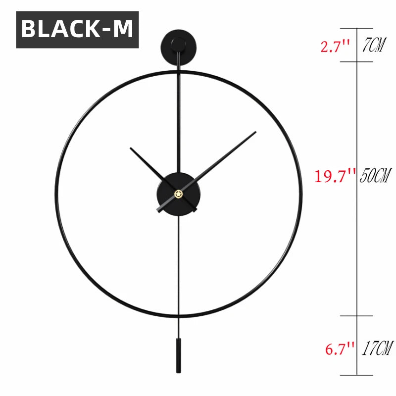 Simple Large Wall Clock With Pendulum Nordic Modern Design Living Room Dining Room Bedroom Wall Decor Silent Clocks Golden/Black
